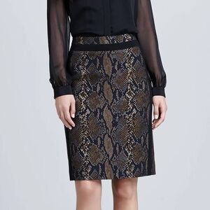 Diane von Furstenberg Panel Marta Framed Python Pencil Skirt Size 8